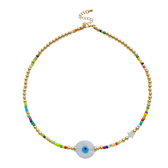 Summer colorful evil eye seed bead choker necklace