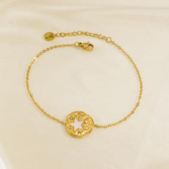 14KG white mother shell series star evil eye heart stainless steel bracelet