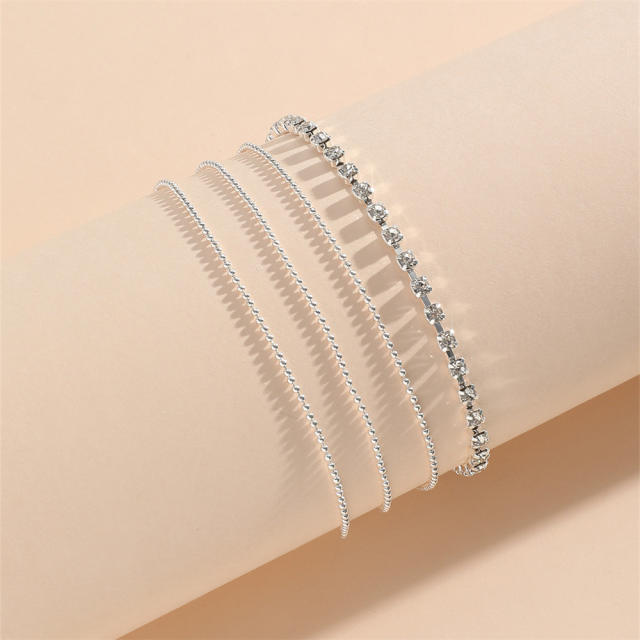 Concise three layer diamond anklet for women
