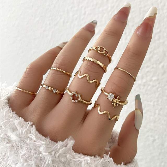 Hot sale enamel leaf butterfly hug women stackable rings set