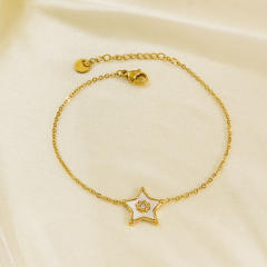 14KG white mother shell series star evil eye heart stainless steel bracelet