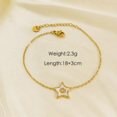 14KG white mother shell series star evil eye heart stainless steel bracelet