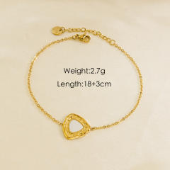 14KG white mother shell series star evil eye heart stainless steel bracelet