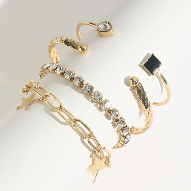 4pcs gold color star charm alloy bracelet set