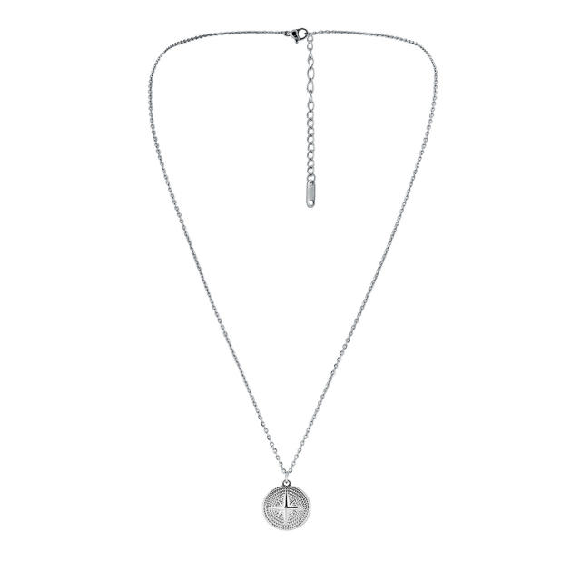 Silver color coin pendant necklace stainless steel necklace for men