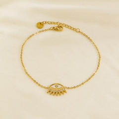 14KG white mother shell series star evil eye heart stainless steel bracelet