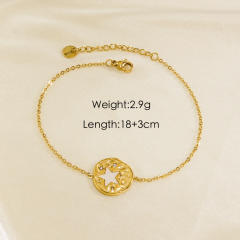 14KG white mother shell series star evil eye heart stainless steel bracelet