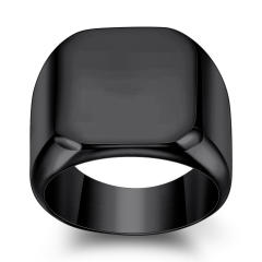 18mm black color stainless steel initial letter finger rings for men