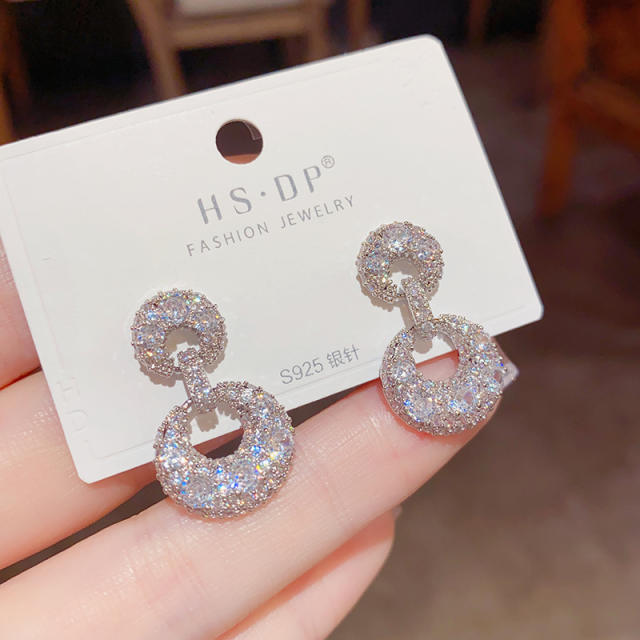 925 needle diamond circle classic women earrings