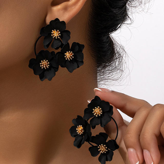 Summer design colorful petal flower chunky earrings
