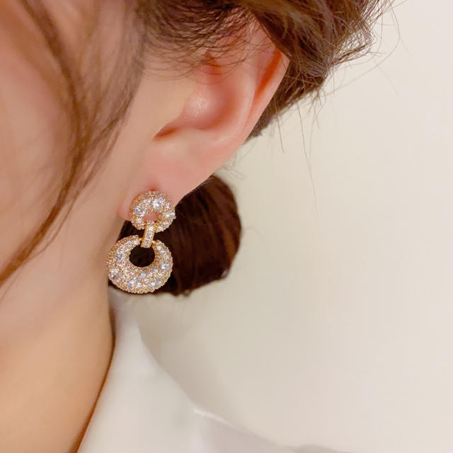925 needle diamond circle classic women earrings