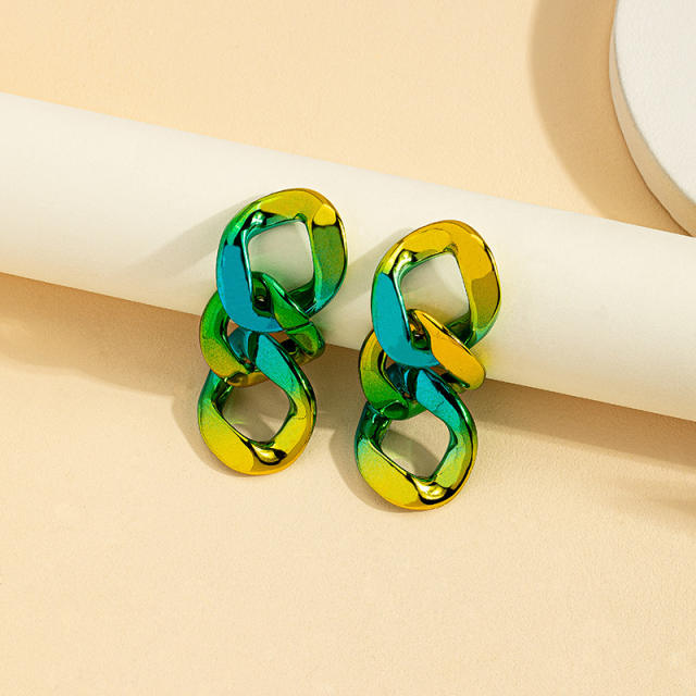 Chunky green color acrylic chain earrings