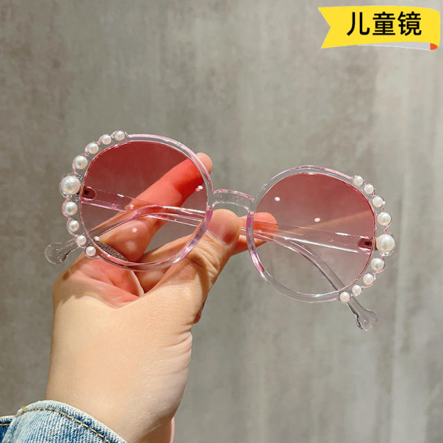 Vintage round shape pearl bead sunglasses for kids