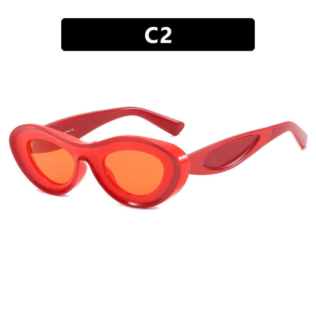 Personality colorful oval shape sunglasses