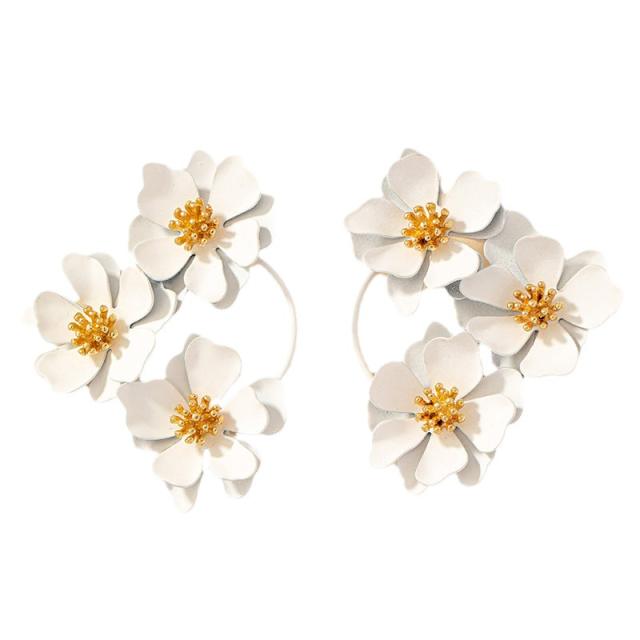 Summer design colorful petal flower chunky earrings