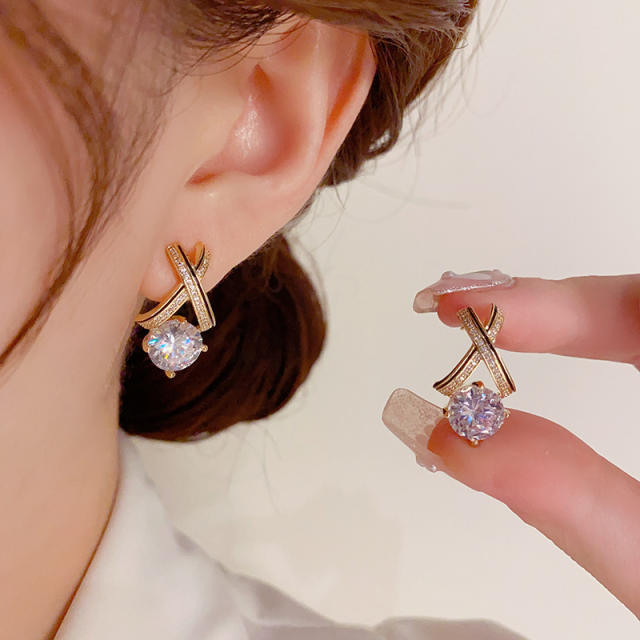 925 needle cubic zircon daily wear studs earrings