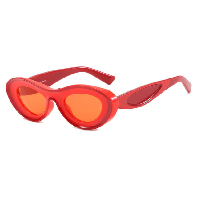 Personality colorful oval shape sunglasses