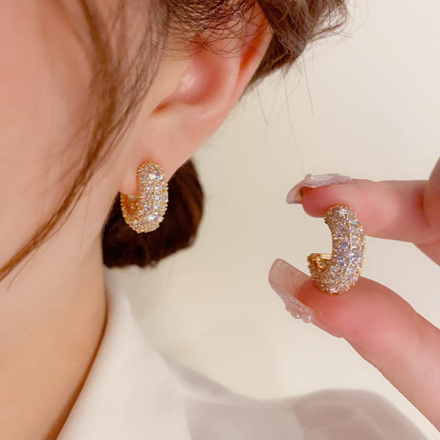 Delicate diamond bolder copper earrings hoop earrings