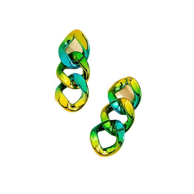 Chunky green color acrylic chain earrings