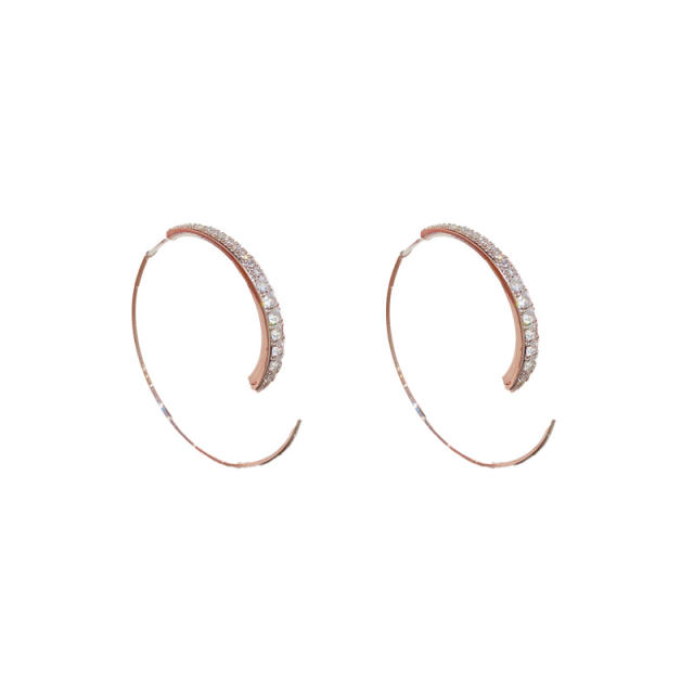 Y2K personality diamond big hoop copper earrings