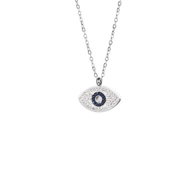 INS color enamel evil eye pendant stainless steel necklace