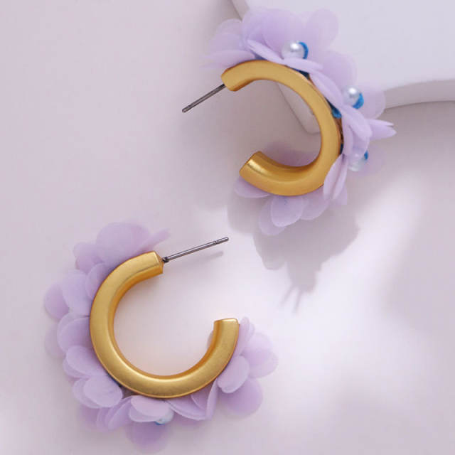 Vintage boho colorful seed bead handmade open hoop earrings