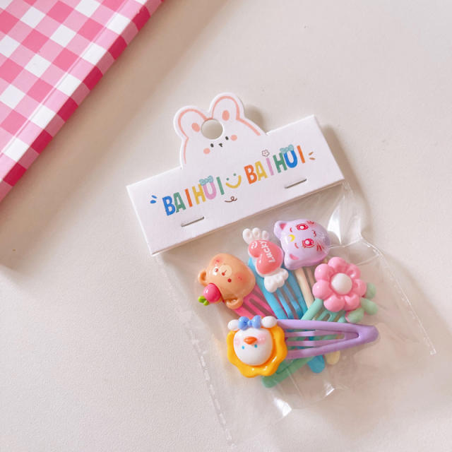 5pcs cartoon mini snap hair clips set for kids