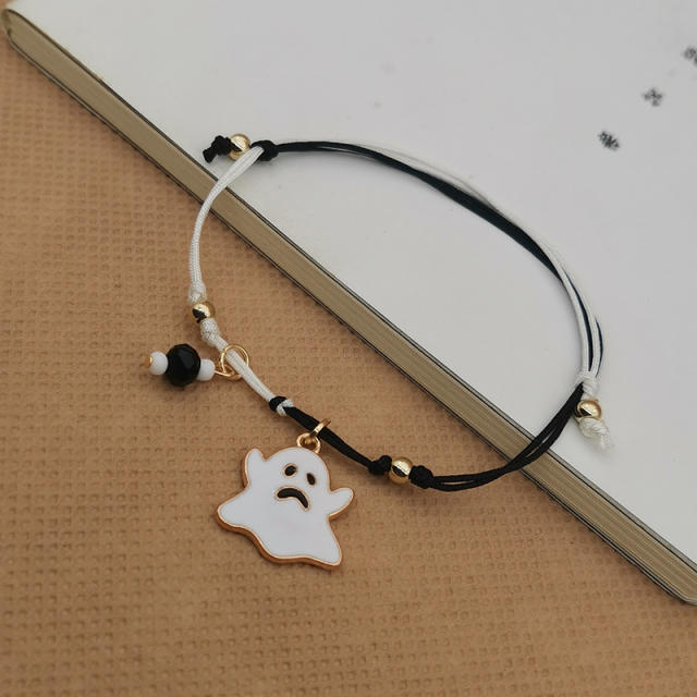 Halloween skull pumpkin charm string bracelet