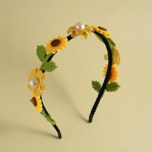 Cute sunflower daisy flower natural headband for kids