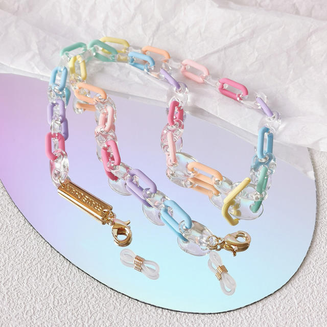 Y2K ins rainbow color acrylic glasses chain
