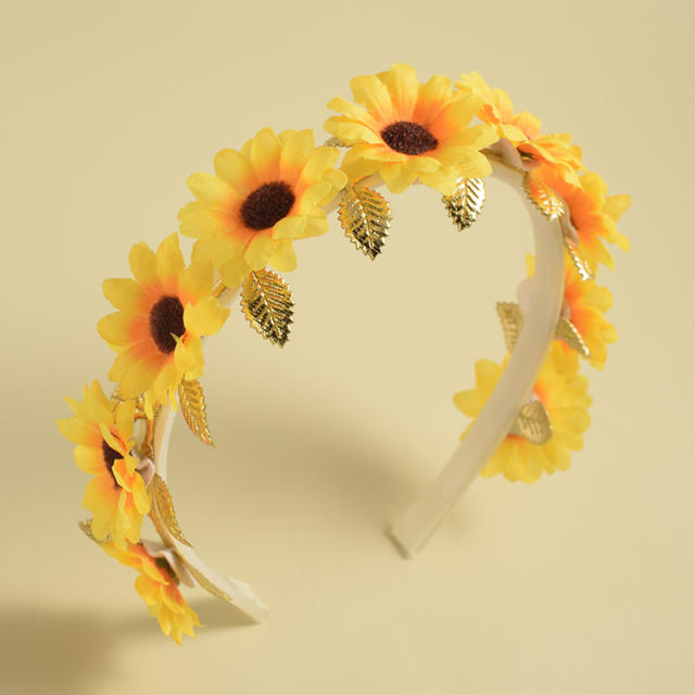 Cute sunflower daisy flower natural headband for kids