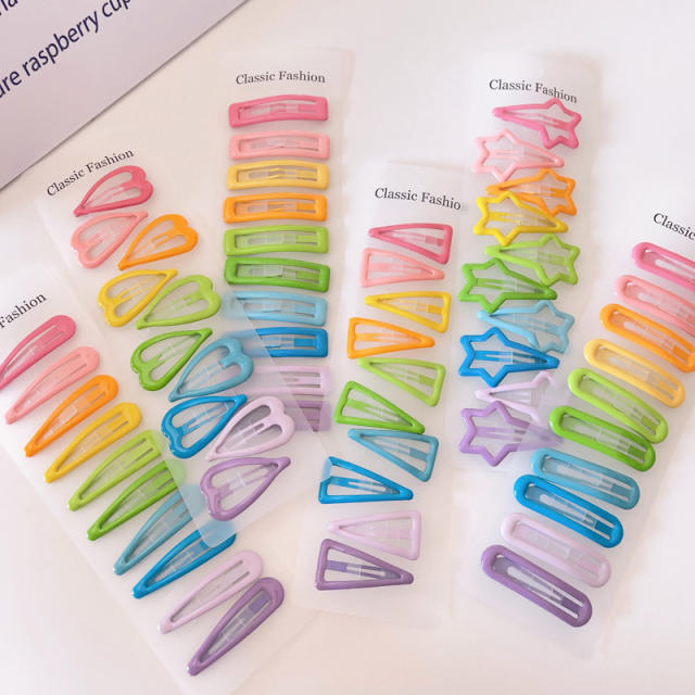 Korean fashion plain color snap hair clips set for kids