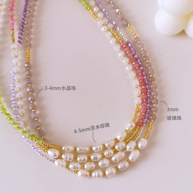 INS holiday trend colorful seed bead water pearl choker necklace