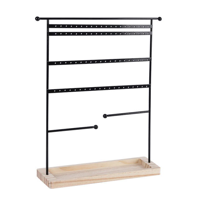 7 layer 80 holes black metal material jewelry display stand