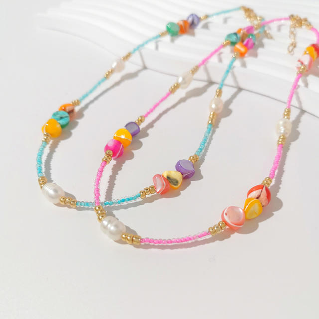 Y2K ins colorful seed bead choker necklace