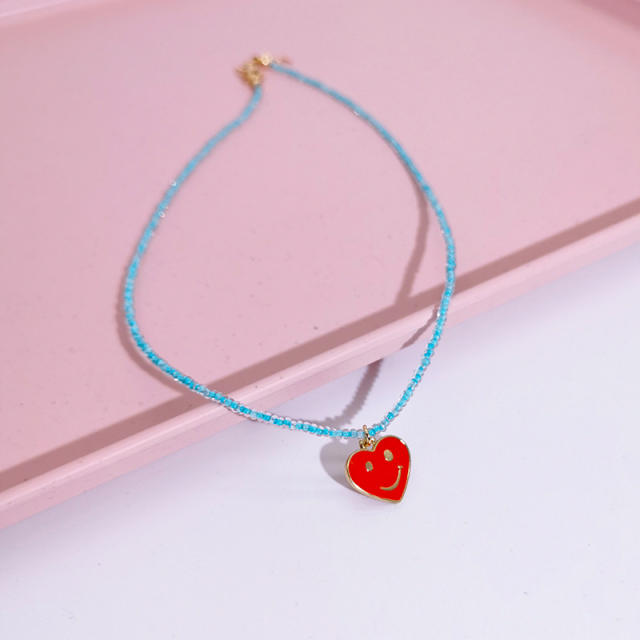 Y2K light blue color beaded choker necklace