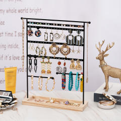 7 layer 80 holes black metal material jewelry display stand
