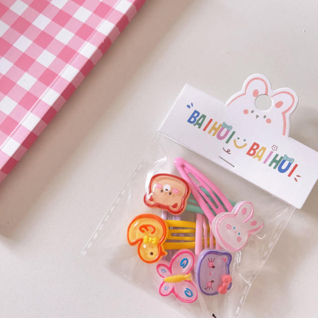 5pcs cartoon mini snap hair clips set for kids