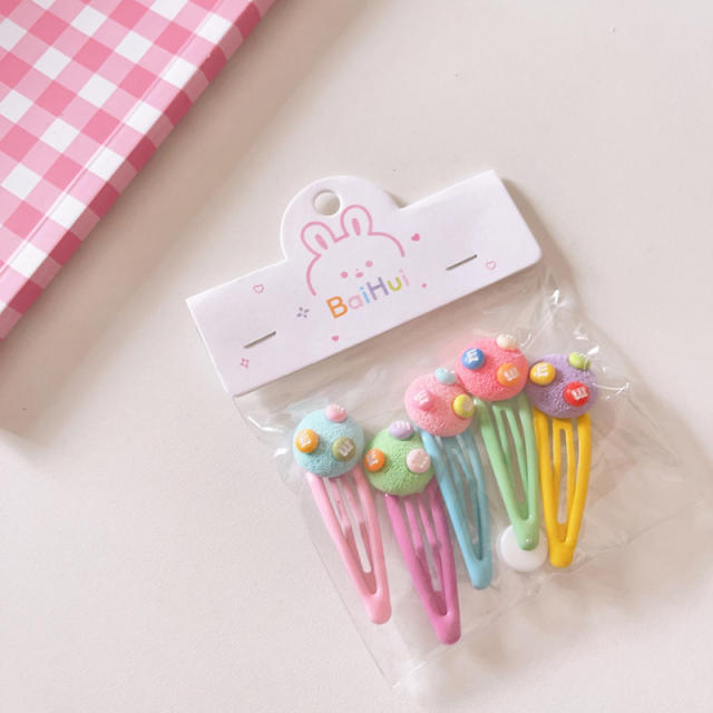 5pcs cartoon mini snap hair clips set for kids