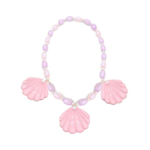 Sweet pink color shell barbie design necklace set