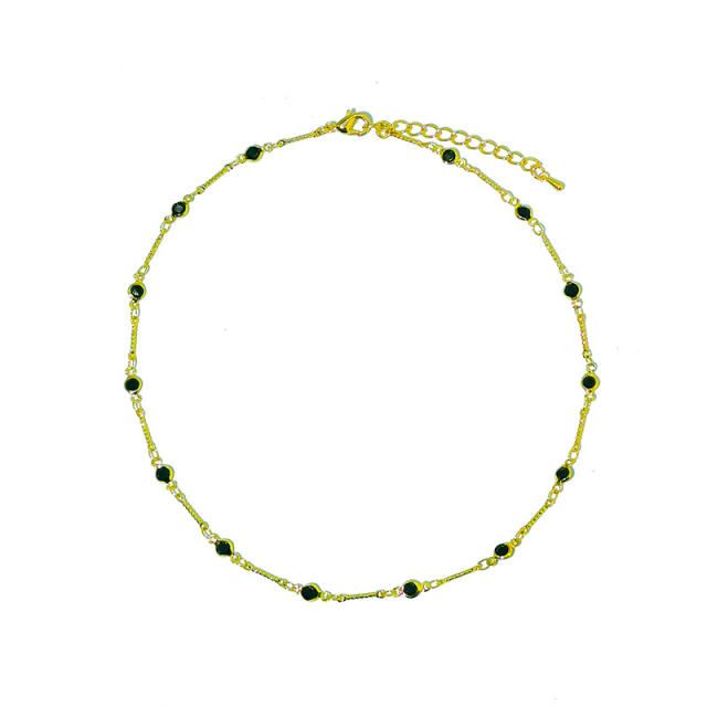 Summer fresh green color seed bead gold charm choker necklace