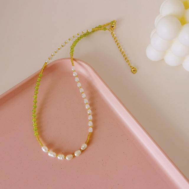 INS holiday trend colorful seed bead water pearl choker necklace