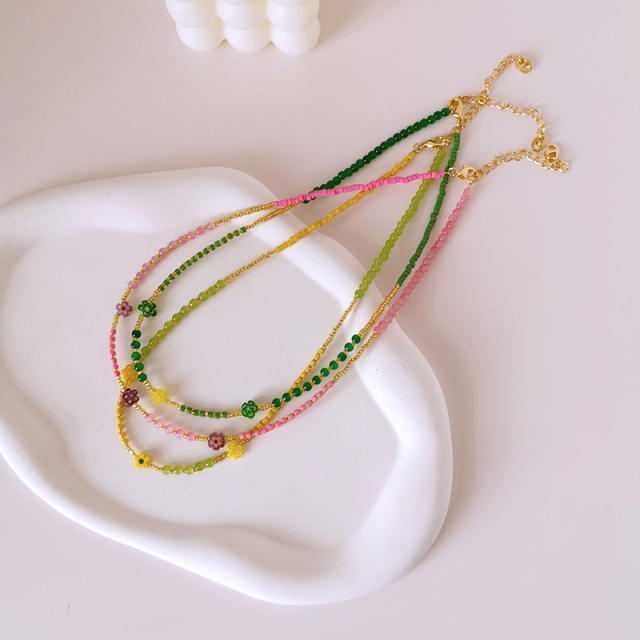 Y2K fresh color tiny bead choker necklace