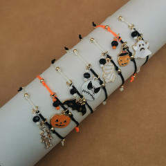 Halloween skull pumpkin charm string bracelet