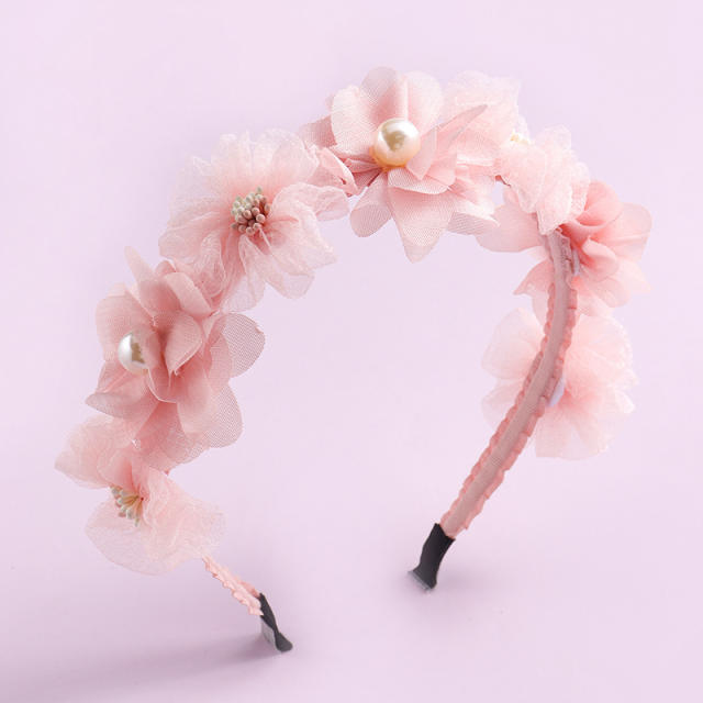 Sweet Simulation flowers pink color cute headband for kids