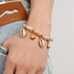 Summer boho bead shell charm bracelet