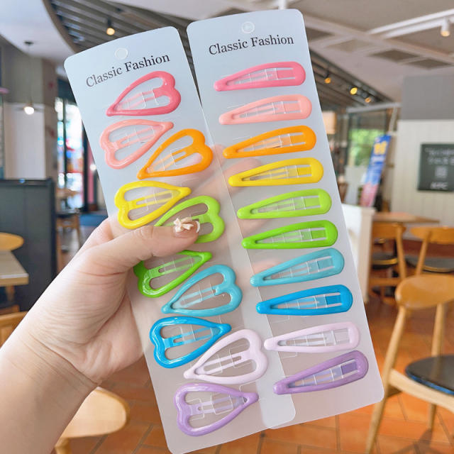 Korean fashion plain color snap hair clips set for kids