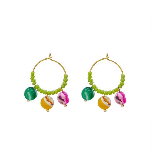 Summer colorful seed bead cute fruit design hoop earrings huggie earrings