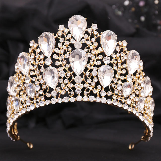 Luxury baroque color glass crystal large size crown