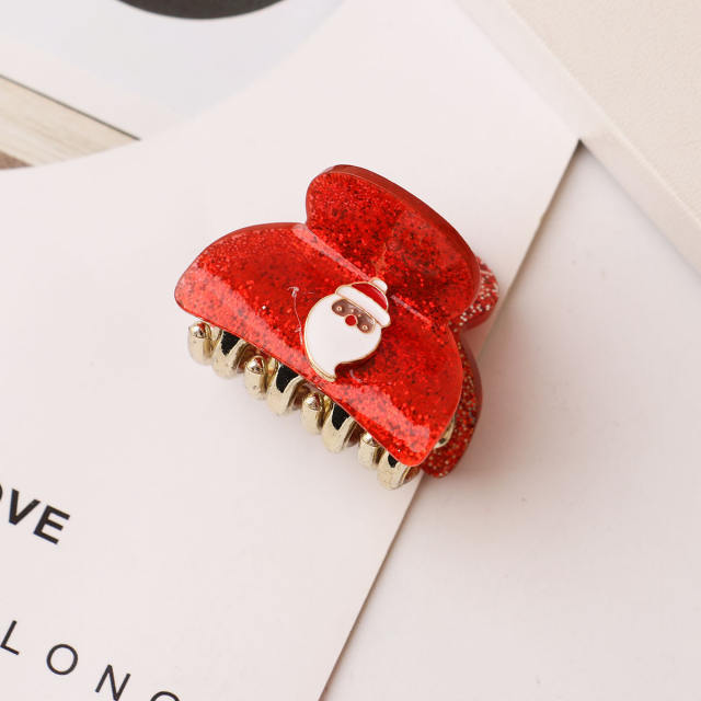 Cute small size christmas holiday hair claw clips